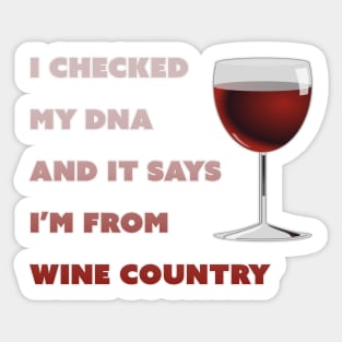 Funny Wine Country Vino Lover DNA Genetics Sticker